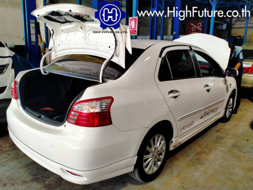 TOYOTA VIOS ตรวจสภาพถังแก๊ส LPG 2 - High Future บริษัท ไฮฟิวเจอร์ จำกัด ศูนย์ติดตั้งแก๊สรถยนต์มาตรฐาน ซ่อมรถยนต์ ช่วงล่าง เบรค คลัทช์