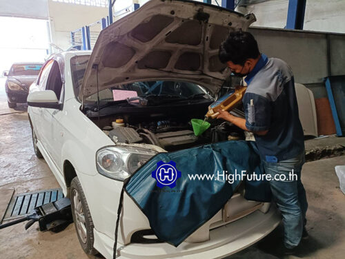 Chevrolet Aveo เปลี่ยนถ่ายน้ำมันเครื่อง 2 - High Future บริษัท ไฮฟิวเจอร์ จำกัด ศูนย์ติดตั้งแก๊สรถยนต์มาตรฐาน ซ่อมรถยนต์ ช่วงล่าง เบรค คลัทช์