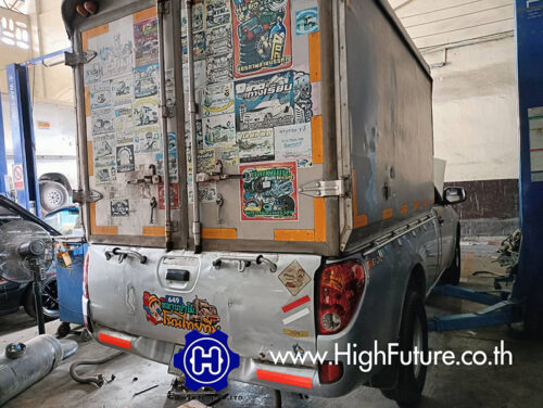 MITSUBISHI Triton เปลี่ยนถังแก๊ส LPG 1 - High Future บริษัท ไฮฟิวเจอร์ จำกัด ศูนย์ติดตั้งแก๊สรถยนต์มาตรฐาน ซ่อมรถยนต์ ช่วงล่าง เบรค คลัทช์