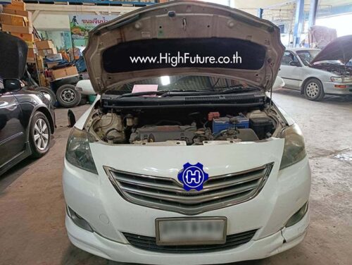 TOYOTA VIOS เปลี่ยนถ่ายน้ำมันเครื่อง 1 - High Future บริษัท ไฮฟิวเจอร์ จำกัด ศูนย์ติดตั้งแก๊สรถยนต์มาตรฐาน ซ่อมรถยนต์ ช่วงล่าง เบรค คลัทช์